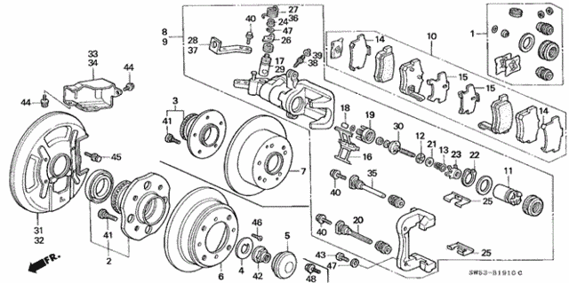 Rear Brake for 1996 Acura TL #0