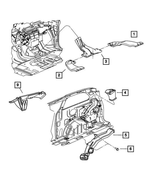 4677727AB - Air Conditioning &amp; Heater: Floor Distribution Duct for Mopar Image