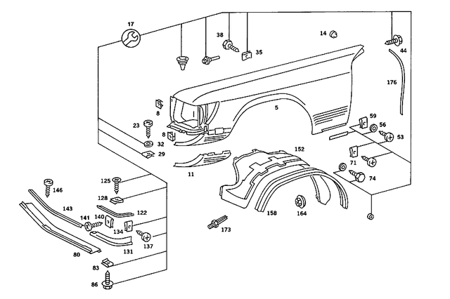 1078801218 - Front and Rear End Sheet Metal: Front Fender for Mercedes-Benz: 560SL Image image