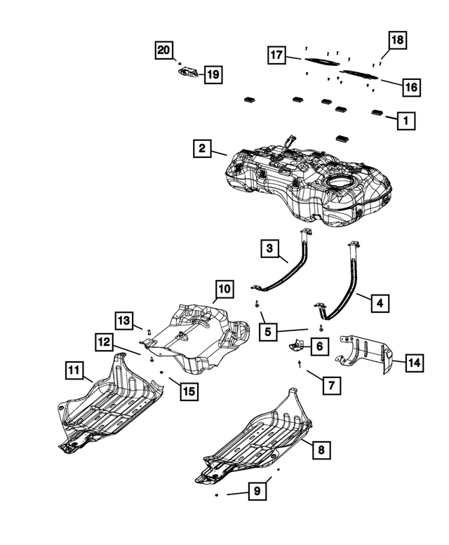 68368222AE - Fuel and Accelerator Pedal: Fuel Tank for Mopar Image