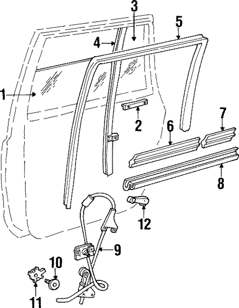 Glass - Rear Door for 2000 Jeep Cherokee #0