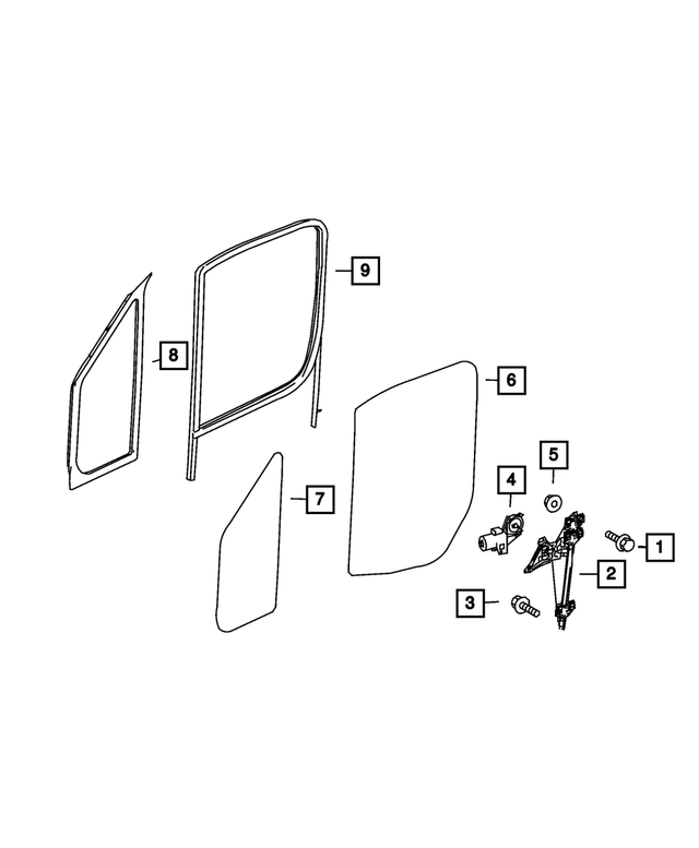 68010110AA - Glass: Front Door Window Regulator, Right for Dodge: Sprinter 2500, Sprinter 3500 Image