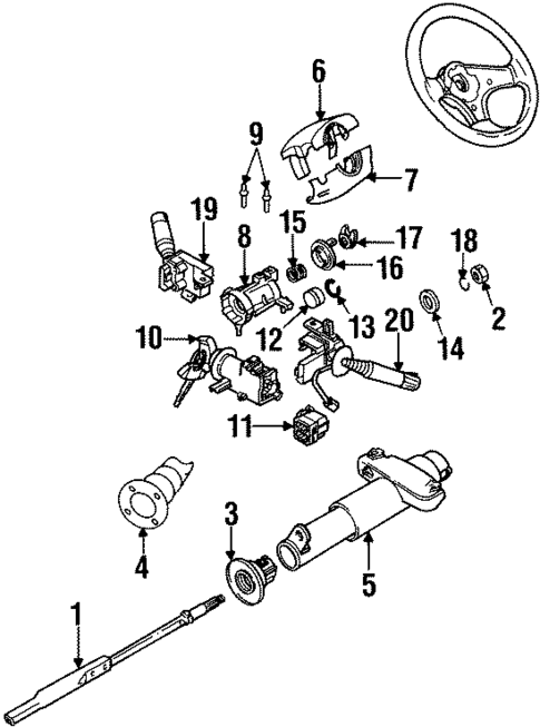 Steering Column Assembly for 1992 Oldsmobile Achieva #1