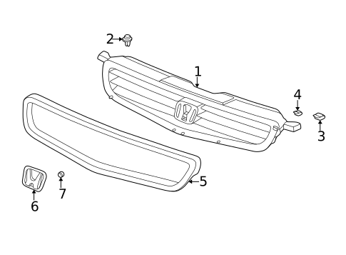 Grille & Components for 1996 Honda Civic #2