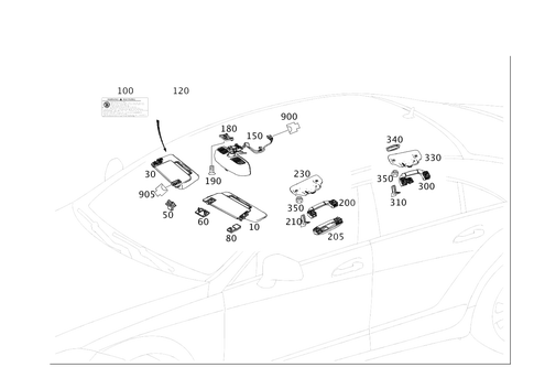 Sun Visor, Interior Mirror, Grab Handle for 2016 Mercedes-Benz CLS63 AMG S #0