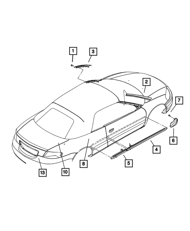 5288400AC - Exterior Ornamentation: A-pillar Molding, Right for Mopar Image