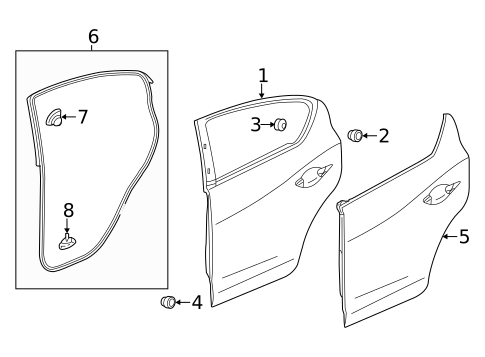 Door & Components for 2019 Acura ILX #1