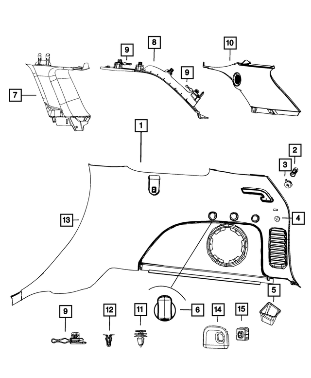 5KT38DX9AH - Interior Trim: Quarter Trim Panel, Right for Mopar Image