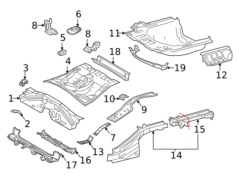 Rear Floor & Rails for 2020 Toyota Camry #1
