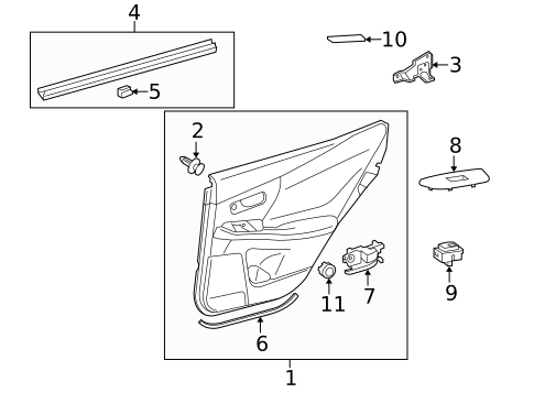 Interior Trim - Rear Door for 2010 Lexus HS250h #0
