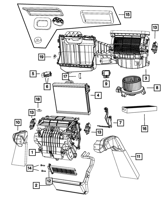 68232366AA - Air Conditioners and Heaters: A/c And Heater Housing for Mopar Image
