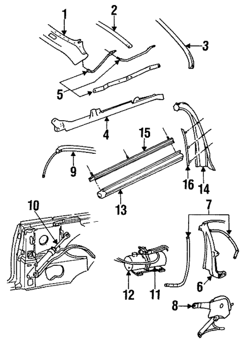 Folding Top Hardware for 1991 INFINITI M30 #0