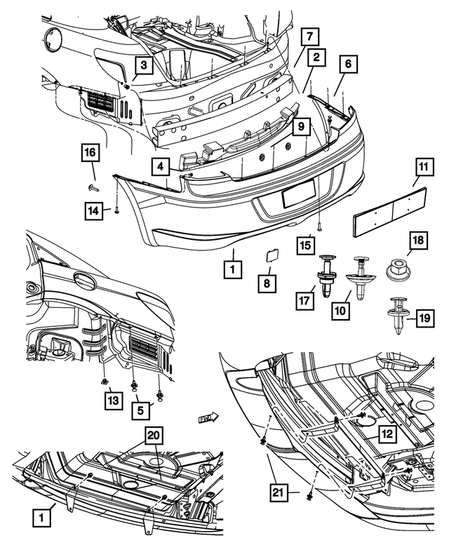 68004683AB - Frame, Bumper, and Fascia: Rear Fascia for Mopar Image image