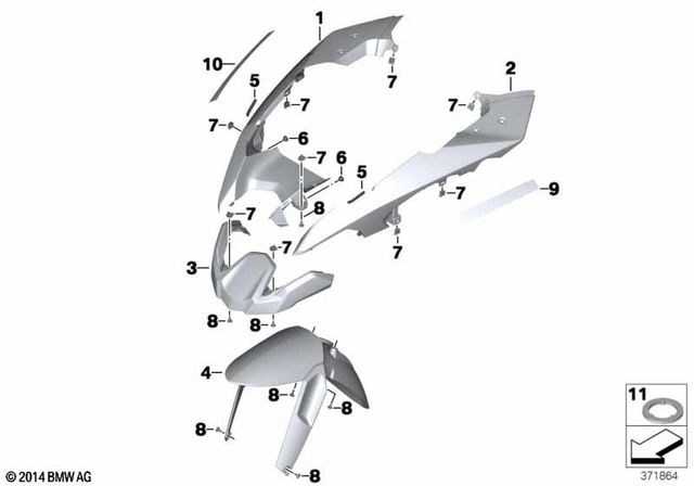 46618532216 - Frame and Mounting Parts: Front Wheel Cover, Upper Right - Rohteil/blank for BMW-Motorrad Image