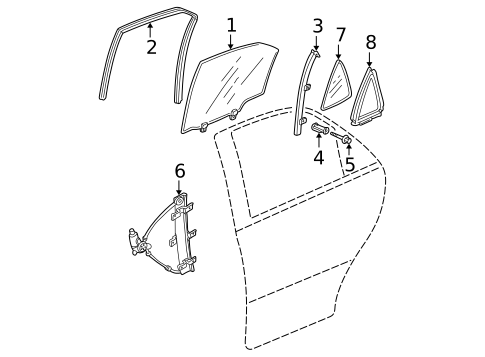 Glass - Rear Door for 2006 Acura MDX #0