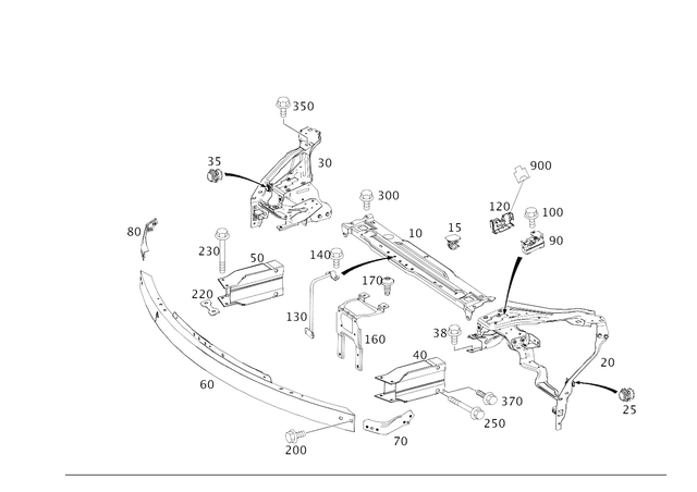 2076201600 - Front-End Assembly, Front Panel: Crossmember for Mercedes-Benz: E550 Image image