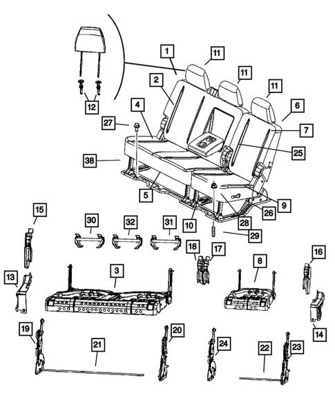 Rear Seats - Second Row for 2011 Ram 2500 #1