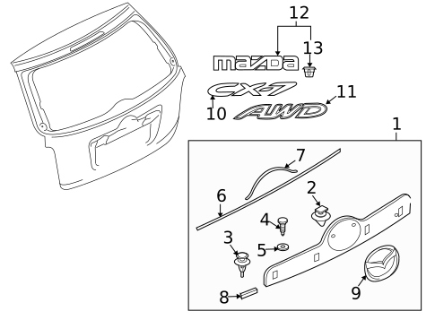 Exterior Trim - Lift Gate for 2011 Mazda CX-7 #0