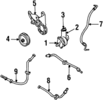 XF2Z3A719BA - Steering: Power Steering Pressure Hose for FORD Image