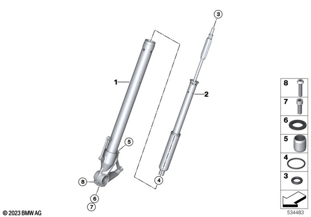31425A6D172 - Front Axle, Front Suspension: Slider Tube Right -  for BMW-Motorrad Image image