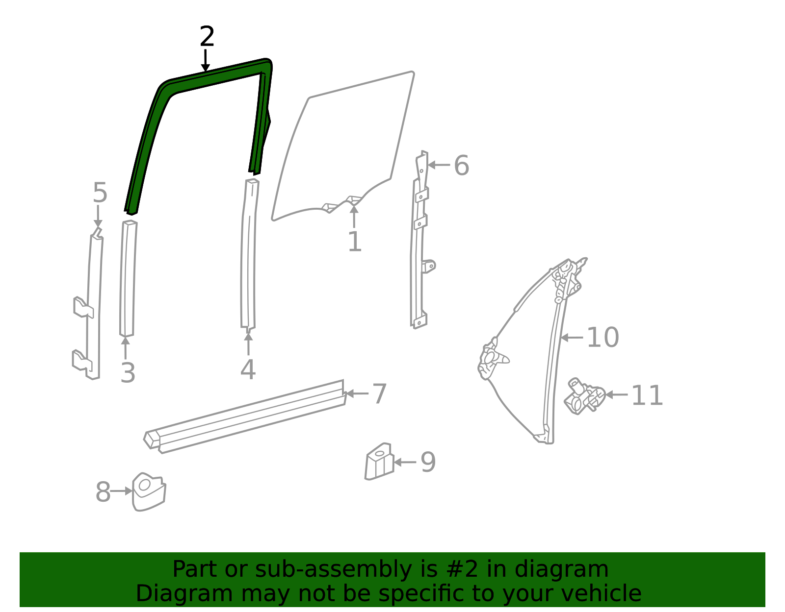 2024-2026 Toyota Tacoma Window Channel 68142-AK010 | Toyota Parts Center