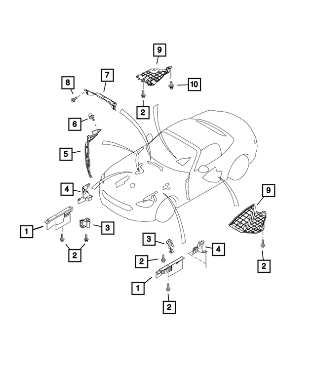 68332741AA - Body Sheet Metal Except Doors: Fender Stuffer, Right for Fiat: 124 Spider Image