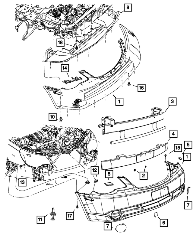 68477913AA - Frame, Bumper, and Fascia: Front Fascia for Chrysler: Sebring Image