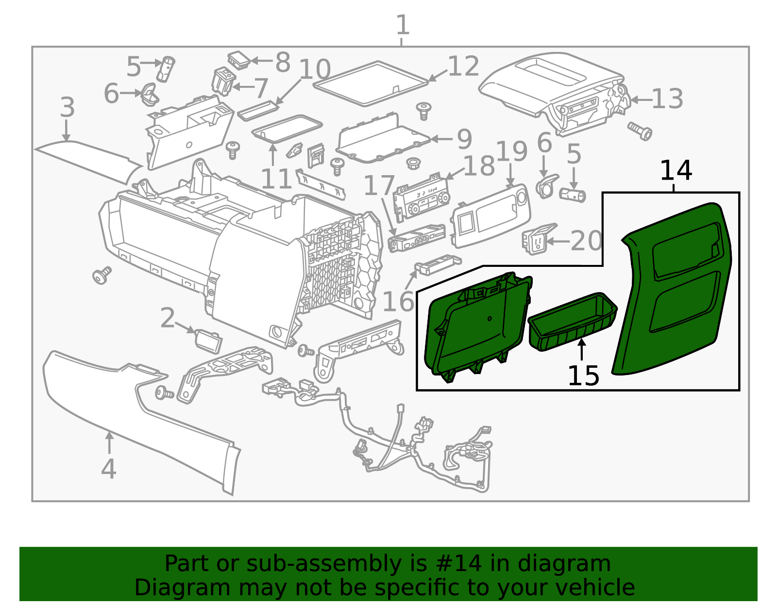 2015-2020 GM Cocoa Front Floor Console Rear Trim Panel 23362156 | OEM ...