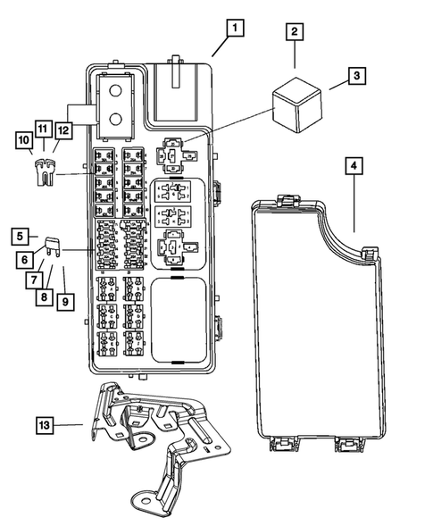 Power Distribution Center, Fuse Block, Junction Block, Relays and Fuses for 2009 Jeep Patriot #0