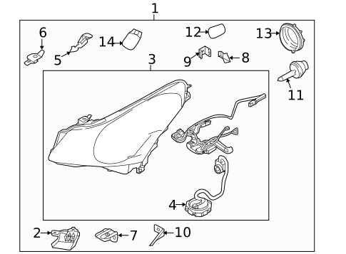Headlamp Components for 2015 INFINITI Q40 #0