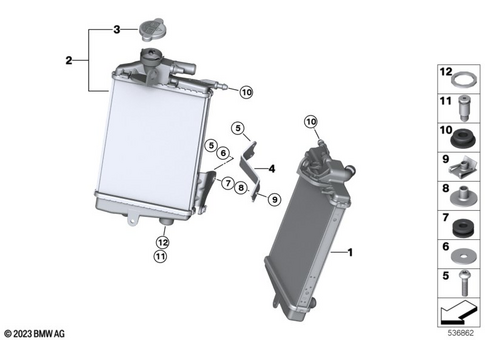 Engine Radiator with Mounting Hardware for 2022 BMW-Motorrad R 1300 GS #0