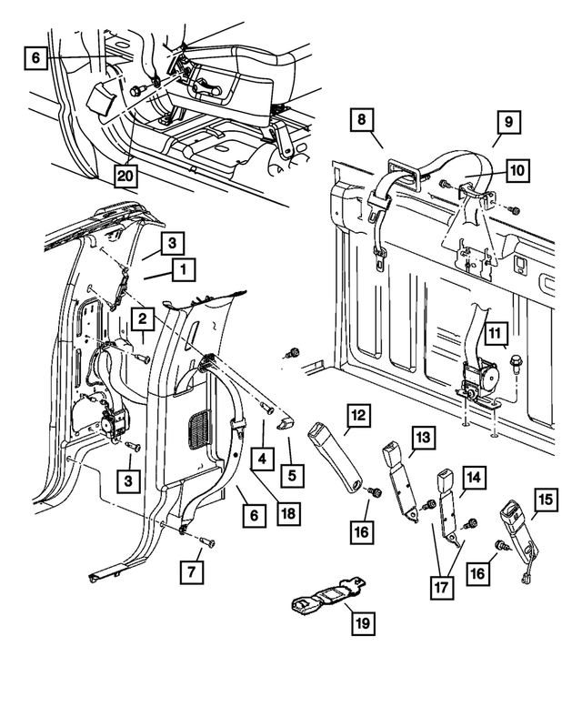 5KM941J3AE - Interior Trim: Front Outer Seat Belt, Right for Mopar Image