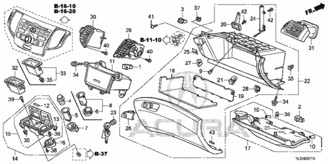 Instrument Panel Garnish (Passenger Side) for 2013 Acura TSX #0