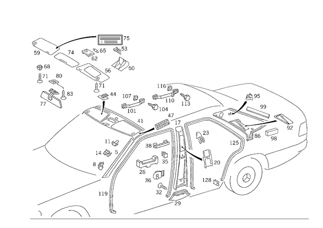2028100917 - Covering and Lining: Mirror for Mercedes-Benz: 300SD, 400E, 400SE, 400SEL, 500E, 500SEC, 500SEL, 600SEL, S420 Image image
