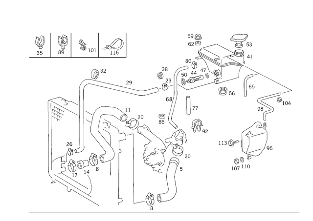 1245000106 - Radiator: Expansion Plug for Mercedes-Benz: 190, 190D, 190E, 200, 200D, 260E, 300CE, 300D, 300E, 300SE, 300SEL, 300SL, 300TD, 300TE, 400E, 500E, 500SL, 560SEC, 560SEL, 560SL, 600SL Image image
