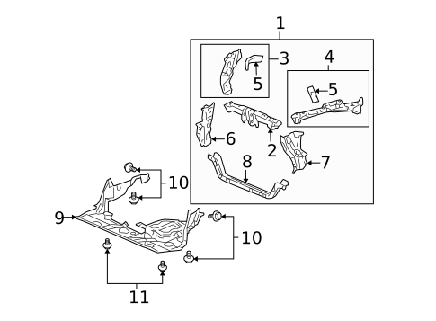 Radiator Support for 2005 Acura RL #0