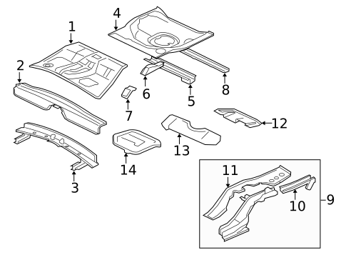 Rear Floor & Rails for 2014 Mitsubishi Lancer #2