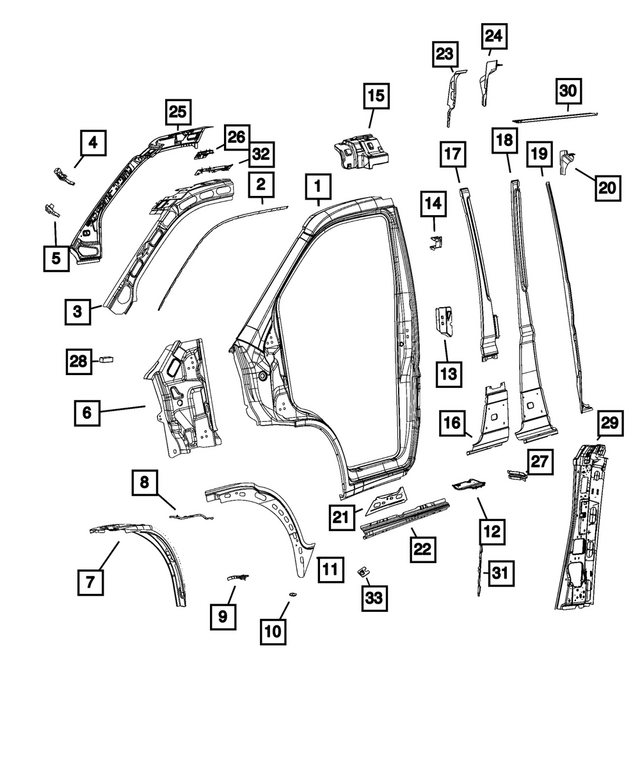 68214161AB - Body Sheet Metal Except Doors: B Pillar Outer Panel for Mopar Image