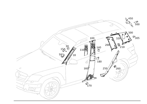 Trim for a, B, C and D-Pillar for 2010 Mercedes-Benz GLK350 #0