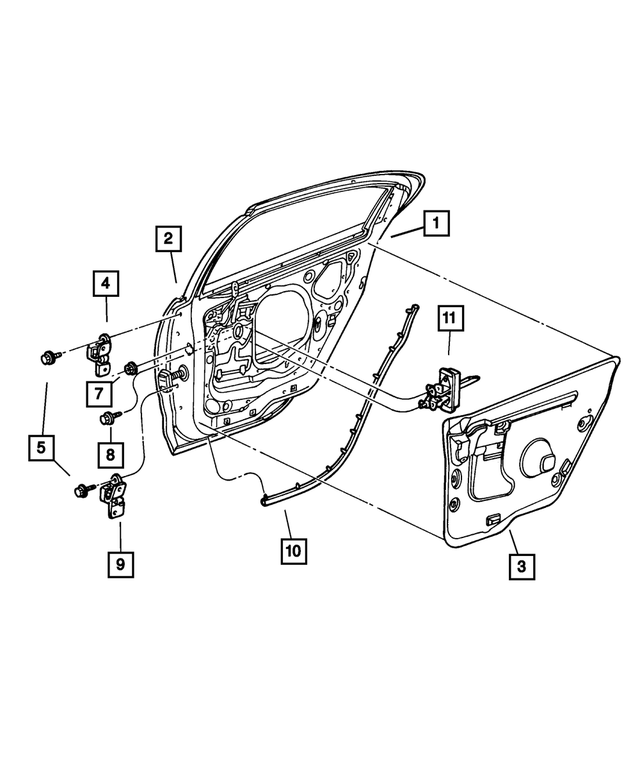 5003237AJ - Doors and Related Parts: Rear Door, Left for Mopar Image