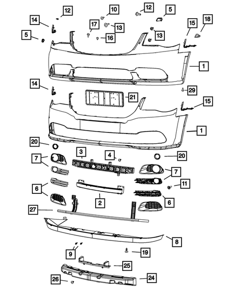 Front Bumper and Fascia for 2014 Dodge Grand Caravan #0