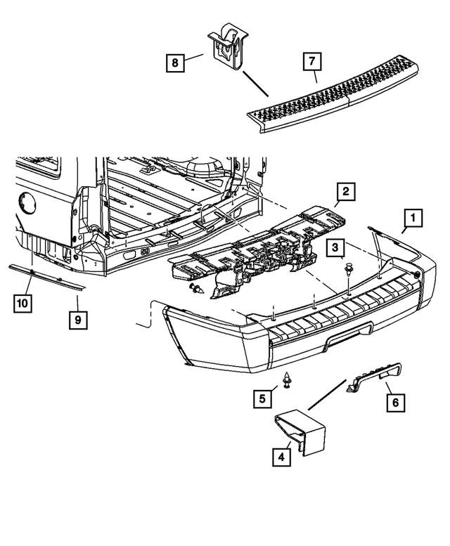 68052984AA - Frame, Bumper, and Fascia: Rear Fascia for Mopar Image image
