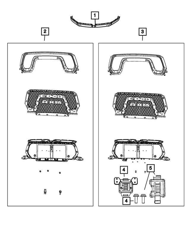 68543860AA - Exterior Ornamentation: Radiator Grille for Mopar Image