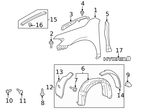 Exterior Trim - Fender for 2009 Toyota Camry #0