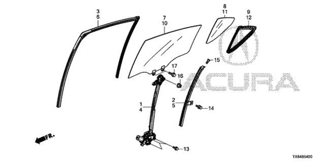 Rear Door Glass - Door Regulator for 2013 Acura ILX #0
