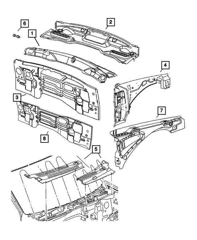« 55394116AF – Body Sheet Metal Except Doors : Supérieur D`auvent Panneau pour Mopar Image »