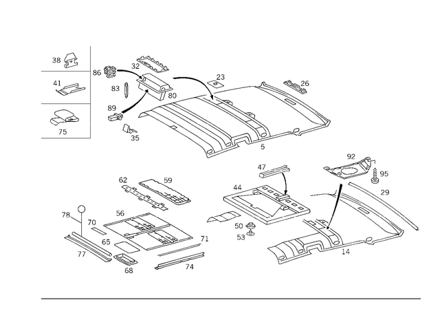 1406900050 - Covering and Lining: Trim, Roof for Mercedes-Benz: 400SEL, 500SEL Image image