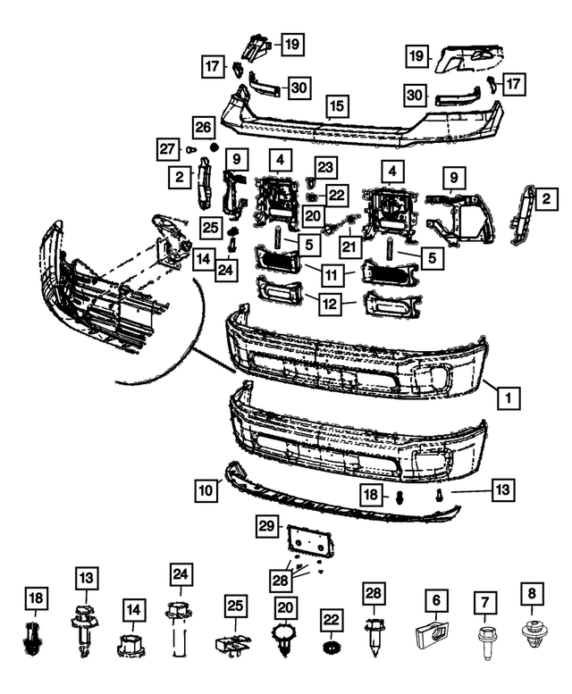 68645334AA - Frame, Bumper and Fascia: Bumper Bracket Kit for Ram: 1500 Classic Image