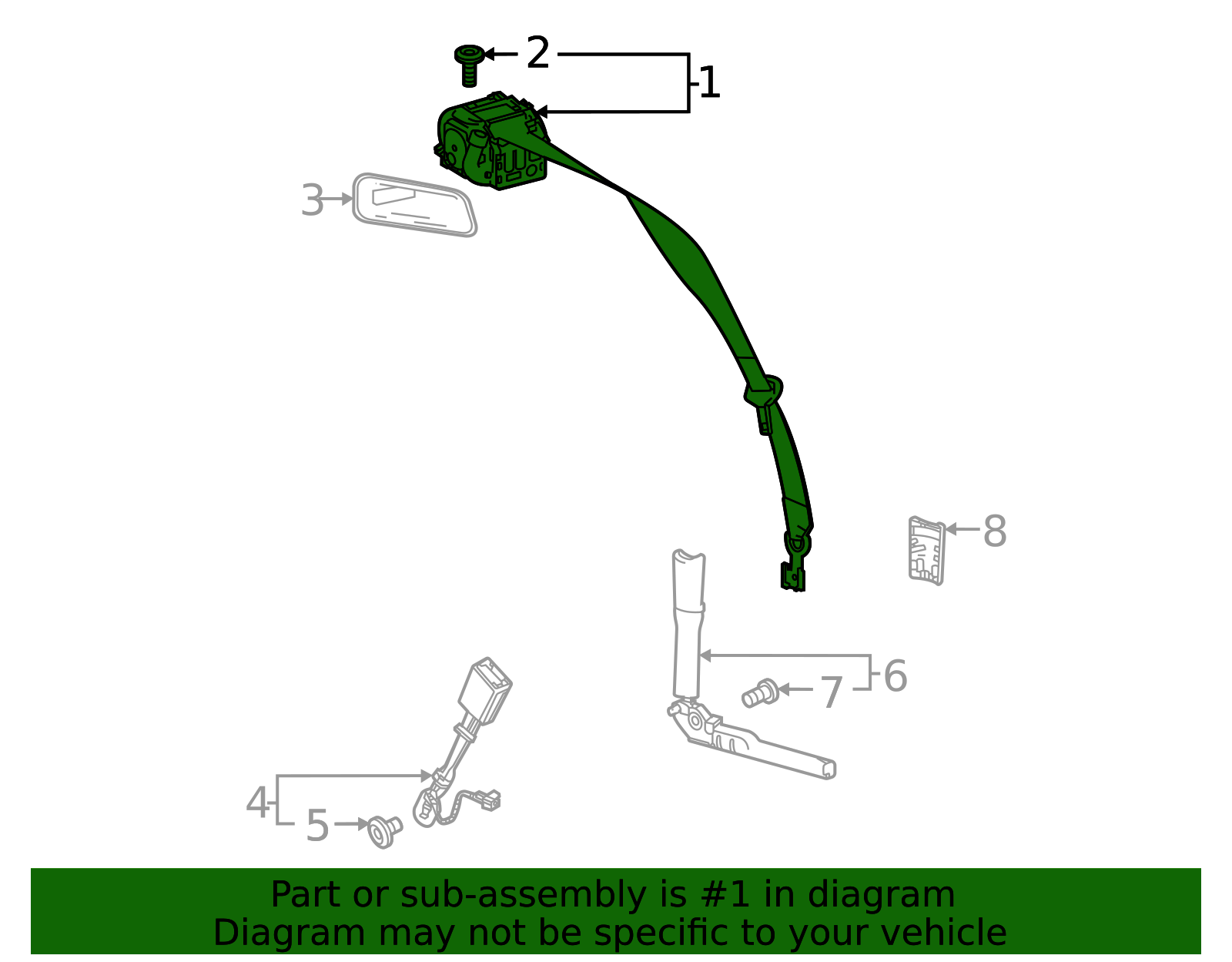 2020-2026 Chevrolet Corvette Front Passenger Side Seat Belt Retractor ...