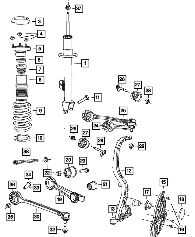 5181540AE - Front Suspension: Suspension Shock Absorber, Left for Mopar Image